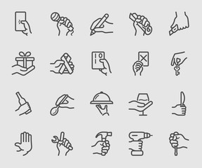 Hand collection, Activity line icon