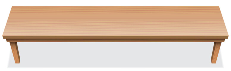Very long table, extra long tabletop with wooden texture. Perspective view from above. Horizontal isolated vector illustration over white background.