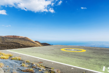 Landing strip for helicopters in the Mount Etna, Sicily, Italy