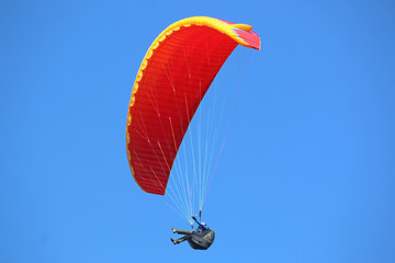 Paraglider flying