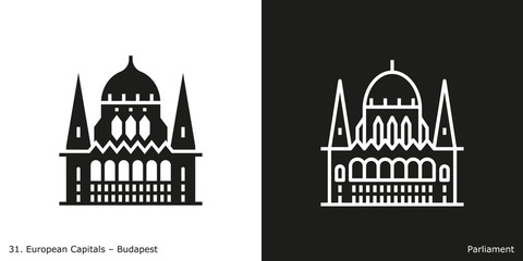 Fototapeta premium Hungarian Parliament Building Icon. Landmark building of Budapest, the capital city of Hungary