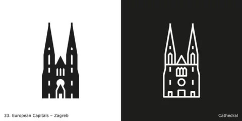 Deurstickers Zagreb Cathedral Icon.  Landmark building from the capital city of Croatia © József Balázs-H.