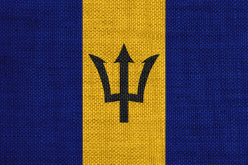 Fahne von Barbados auf altem Leinen