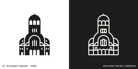 Alexander Nevsky Cathedral Icon.
Landmark building of Sofia, the capital city of Bulgaria - obrazy, fototapety, plakaty