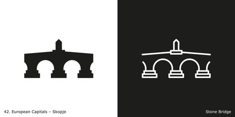 Stone Bridge Icon.
Landmark building of Skopje, the capital city of Macedonia.