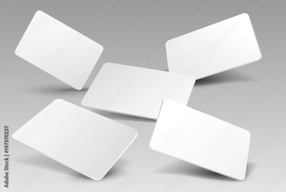 Poster set of falling realistic business cards template. blank on with soft shadows. vector illustration. i