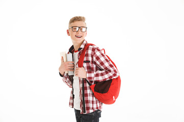 Portrait of a happy schoolboy in eyeglasses