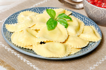 plate of delicious fresh ravioli