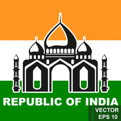 Flag of India. Map. Symbol of the state. For your design. Rectangle.