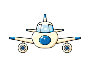 Jet airplane front view isolated.