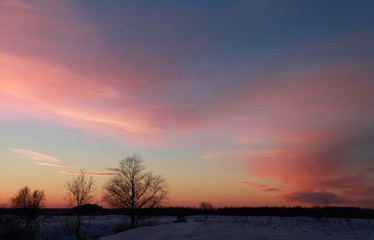 Fototapeta na wymiar Beautiful winter sunset