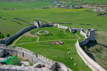 Wall of Spis Castle, Slovakia at summer day