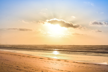 Panoramic view of the sunset, Moroccan coast, Casablanca City, Morocco