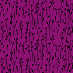 Seamless Botanical Pattern with Briar Branches in Asian Style.