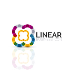 Abstract flower or star, linear thin line icon. Minimalistic business geometric shape symbol created with line segments