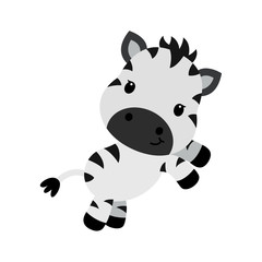 Vector cartoon character of little funny zebra. Children vector illustration