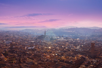 Aerial view of Florence, Tuscany, Italy. View from Cathedral Santa Maria Del Fiore. Beautiful...