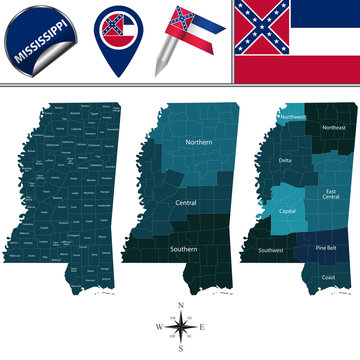 Map of Mississippi with Regions