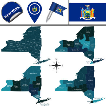 Map of New York with Regions