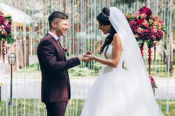 The newlyweds promise to be faithful to each other.