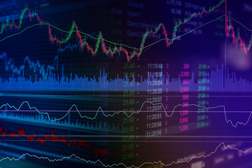 financial stock market graph chart of stock market investment trading screen