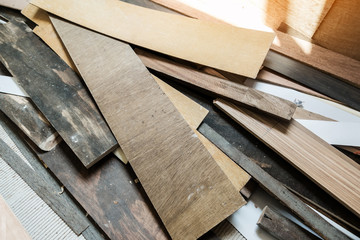 wood piece of trash construction ply wood plank