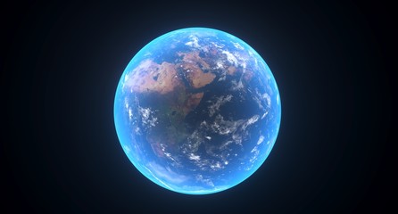 Fototapeta na wymiar 3D Rendering Of Realistic Planet Earth With Glow The Elements Of This Image Furnished By NASA For Textures
