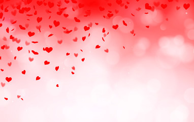 Herz Konfetti mit Bokeh Hintergrund und Textfreiraum - Muttertag, Valentinstag 