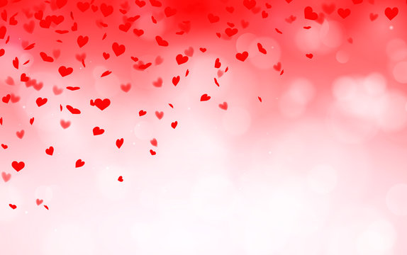 Herz Konfetti mit Bokeh Hintergrund und Textfreiraum - Muttertag, Valentinstag 