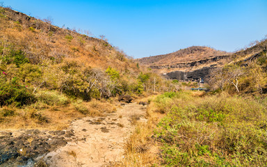 The Waghur River at the Ajanta Caves in a dry season. Maharashtra, India