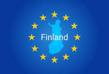 EU - European Union flag and Map of Finland. vector