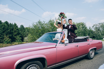A newlyweds trip in the car.