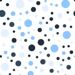 Sierkussen Kleurrijke polka dots naadloze patroon op witte 15 achtergrond. Interessant klassiek kleurrijk stippen textielpatroon. Naadloze verspreide confetti vallen chaotisch decor. Abstracte vectorillustratie. © Begin Again