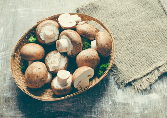 Fototapeta na wymiar Mushrooms portabello/toned photo
