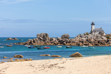 La Phare de Pontusval. Lighthouse in Brittany, France.