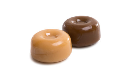 Lollipop milk caramel isolated
