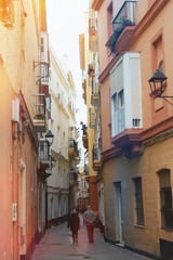 Fototapeta na wymiar beautiful old and very narrow street in Europe