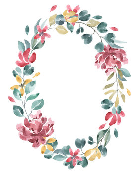 Blossoms collection. Watercolor flower and floral wreath #4