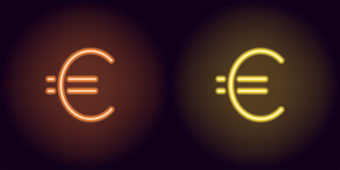 Orange and yellow neon euro sign