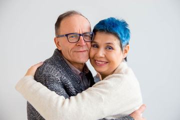 Senior couple cuddling