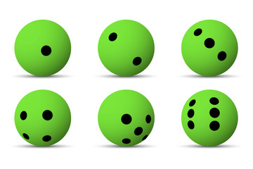 Set of 6 green sphere dices