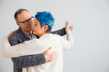 Senior couple cuddling