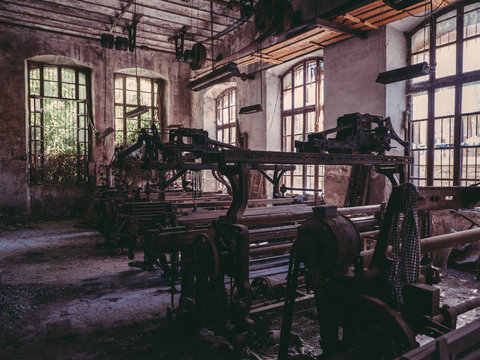 Different old machines on factory