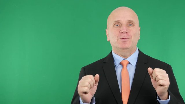 Businessman Speech TV Reportage Campaign Presentation Green Screen Background.