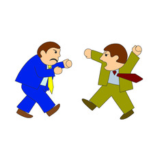 Quarrel of two men. Vector color image.