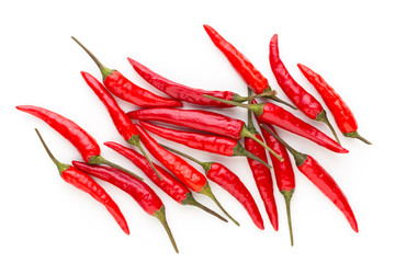 Group of chili peppers isolated on white background.