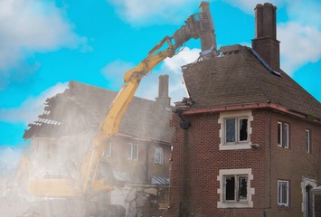 Demolition - Deconstruction - Construction site - Building site- Site Preparation. Old Army...
