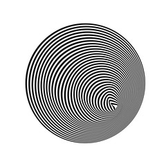 Abstract black and white striped background. Geometric pattern with visual distortion effect. Illusion of rotation. Op art.