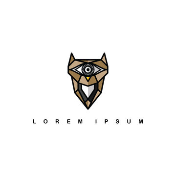 brown one eye owl logo logotype theme vector