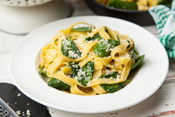 Spinach tagliatelle pasta
